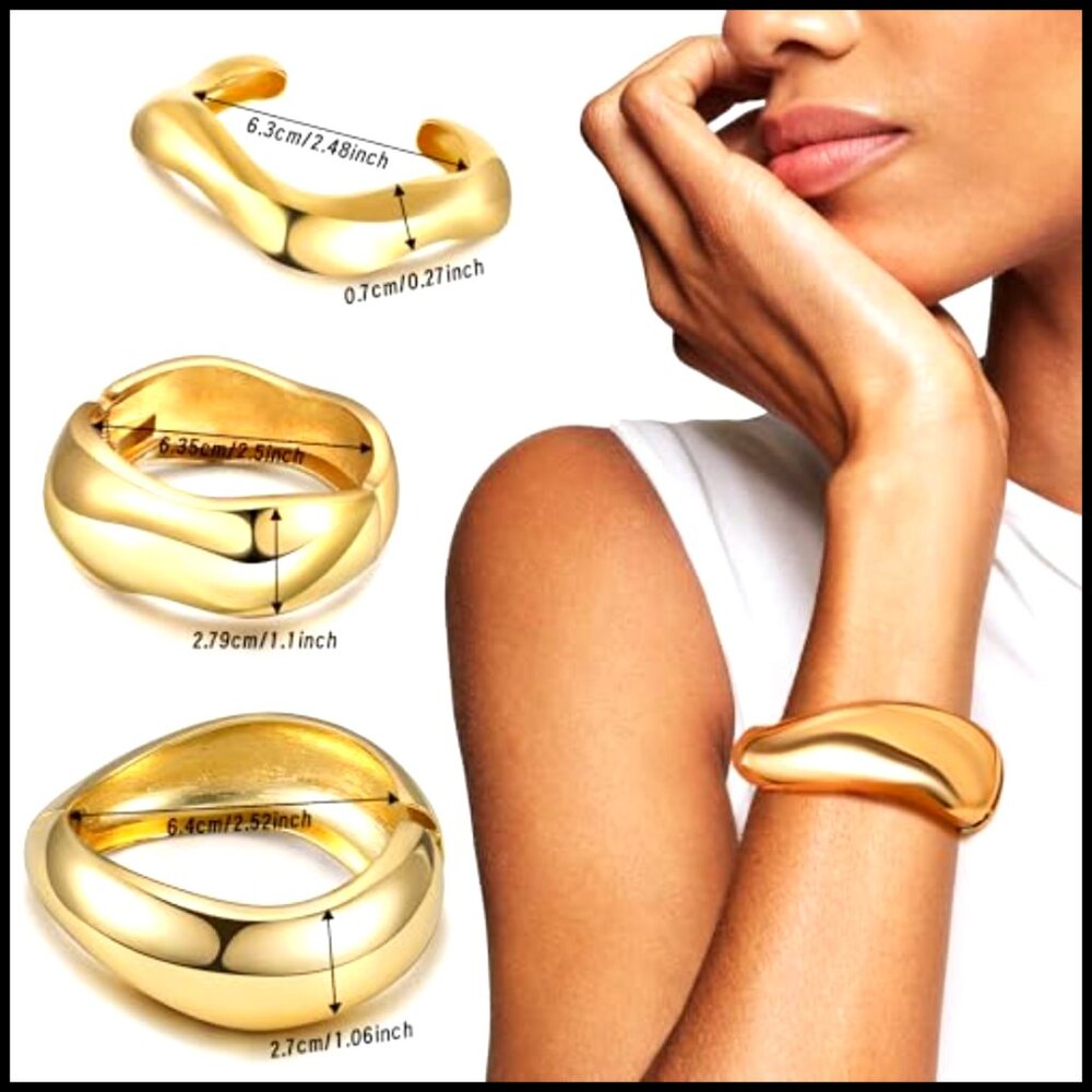 Chunky Bangle Bracelet Set Stackable Trendy Acryl… - image 3